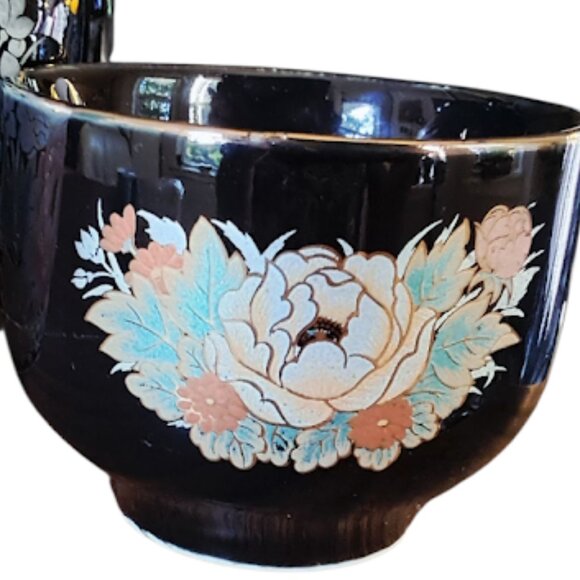 RARE Vintage Japanese Shibata 9pc Tea Set; Black Enamel w/Gold Accents - Picture 11 of 11